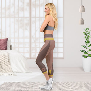 Leggings Capri Boho moderne Chic Monogramme Nom Mocha Mousse