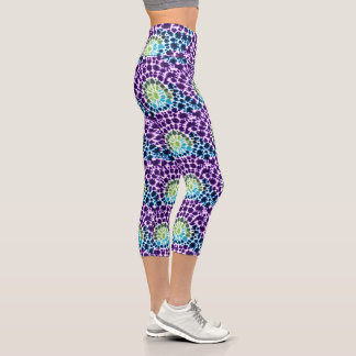 Leggings Capri Boho violet vert Turquoise Cravate-Motif