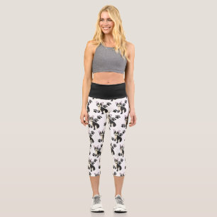 Leggings Capri Boston Terrier Capris en blanc et noir