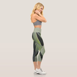 Leggings Capri Botanique Feuille d'Agave Photo Plante du désert