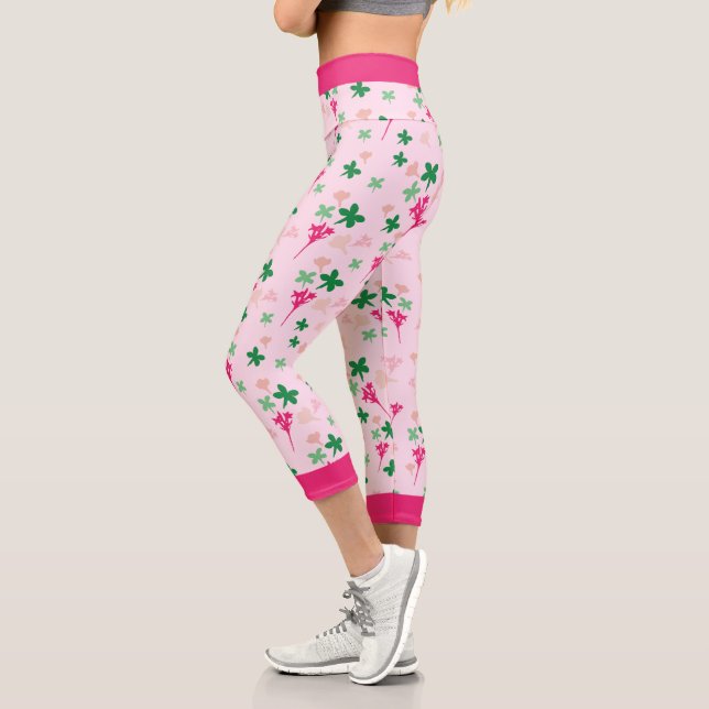Leggings Capri Botanique florale rose (Gauche)