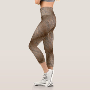 Leggings Capri Branches Abstraites Brown