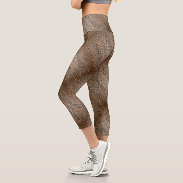 Leggings Capri Branches Abstraites Brown (Gauche)