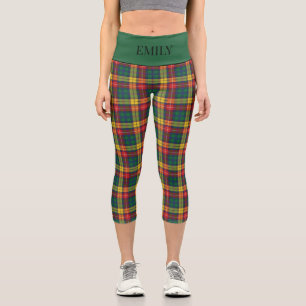 Leggings Capri Buchanan Scottish Plaid Red Green Yellow Ajouter N