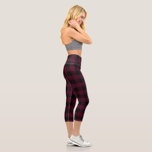 Leggings Capri Buffalo Plaid rouge et noir élégant