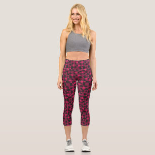Leggings Capri Buffle rouge et noir plaqué Capris haut taille