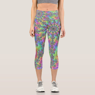 Leggings Capri Burst de fractale coloré trippy vibrant groovy
