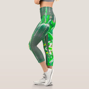 Leggings Capri Cactus vert plante pastel feuille