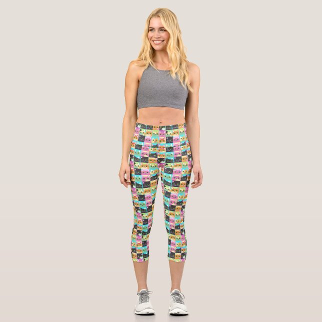 Leggings Capri Cadeau de chat | Cute Kawaii Motif (Recto)