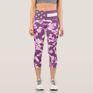 Leggings Capri Caméra rose rose de l'armée du drapeau américai