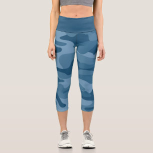 Leggings Capri Camo Monocolore Bleu Acier