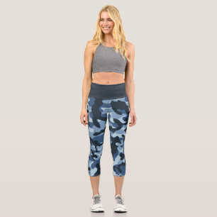 Leggings Capri Camouflage Bleu