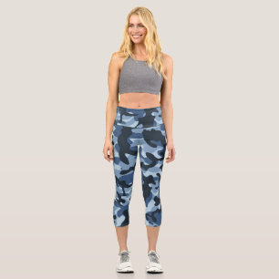 Leggings Capri Camouflage Bleu