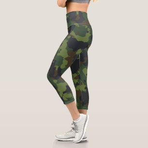 Leggings Capri Camouflage de l'armée verte