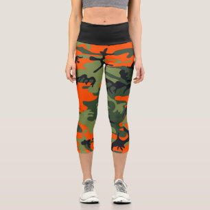 Leggings Capri Camouflage orange et vert, Militaire, Armée