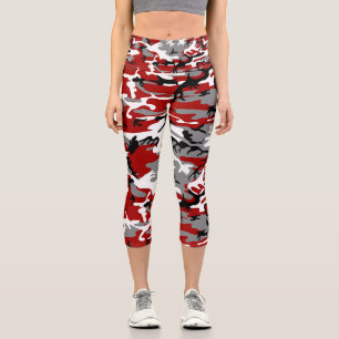 Leggings Capri Camouflage rouge et gris, Militaire, Armée
