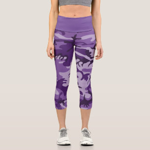Leggings Capri Camouflage Violet, Militaire, Armée