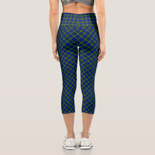 Leggings Capri Campbell tartan bleu vert plaid