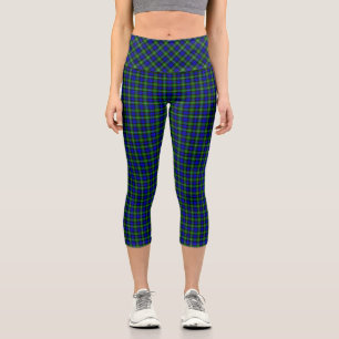 Leggings Capri Campbell tartan bleu vert plaid
