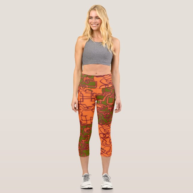 Leggings Capri Capri à haut taille orange (Recto)