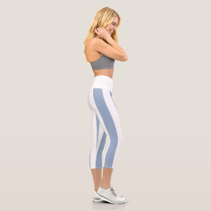 Leggings Capri Capri à haute taille rayé bleu et blanc