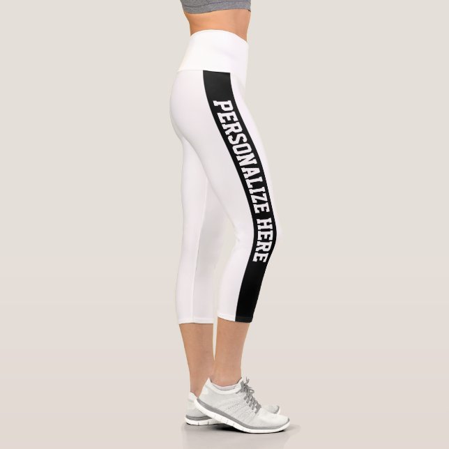 Leggings Capri Capri rayé personnalisé Legging blanc et noir (Droite)