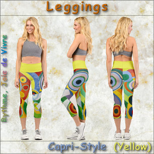 Leggings Capri CAPRI STYLE LEGINGS - "Rythme" -Abstrait + Jaune