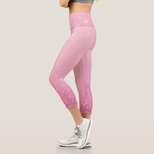 Leggings Capri Capris à haute taille Parties scintillant rose