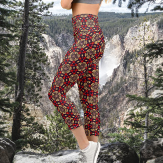 Leggings Capri Capris à motif de fleurs de cerisier ornementales