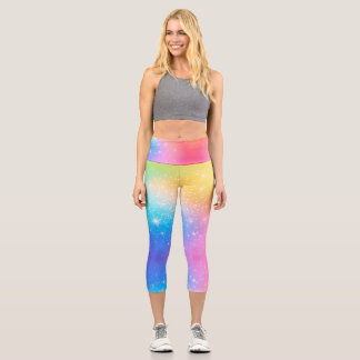 Leggings Capri Capris arc-en-ciel à haute taille personnalisables