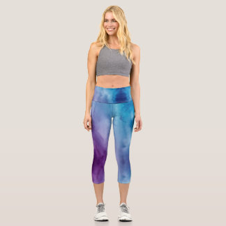 Leggings Capri Capris bleu violet à haute taille personnalisables