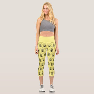 Leggings Capri Capris haut taille - Abeilles sur peigne de miel