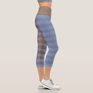 Leggings Capri Capris haut taille bleu et marron