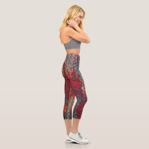 Leggings Capri Capris Haut Taille, Cartes Rouges Du Passé