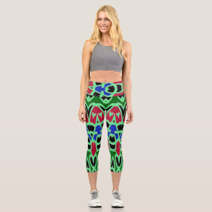 Leggings Capri Capris haut taille, Un design multicolore tendance