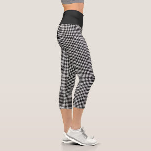 Leggings Capri Capris hauts noirs et blancs à carreaux de bison