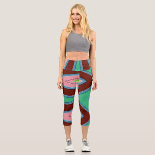 Leggings Capri Capris, Un design motif de tissu multicolore et te