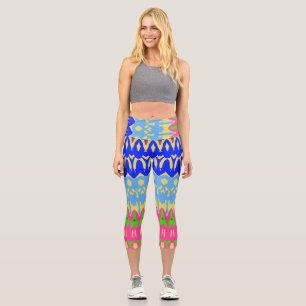 Leggings Capri Capris, un motif de tissu tendance multicolore
