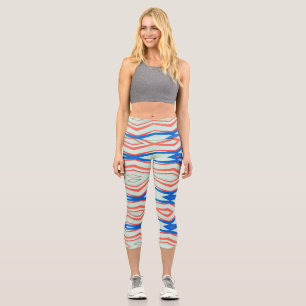 Leggings Capri Capris, un motif de tissu tendance multicolore