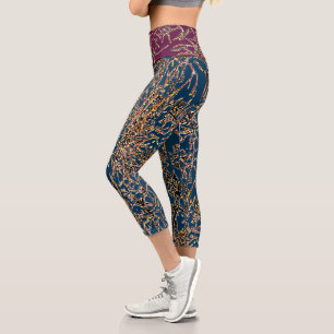 LEGGINGS CAPRI CAPRIS VIBRATIEUX EN BLEU PRUSSE/PLUM