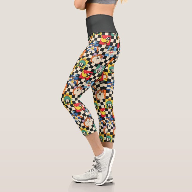 Leggings Capri Caractères LOONEY TUNES™ sur Checker noir et blanc (Gauche)