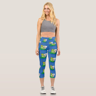 Leggings Capri Caricature amusante de grenouille verte
