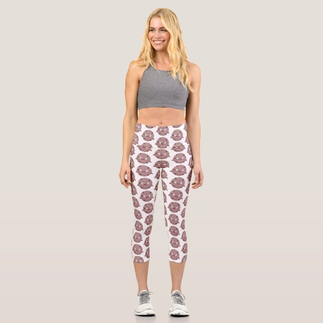 Leggings Capri Caricature de biscuit à puce en chocolat (Recto)