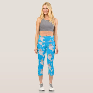 Leggings Capri Caricature de bulles de narval joyeux