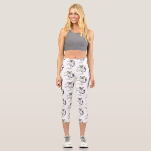 Leggings Capri Caricature de danse lémurienne en anneau mignon