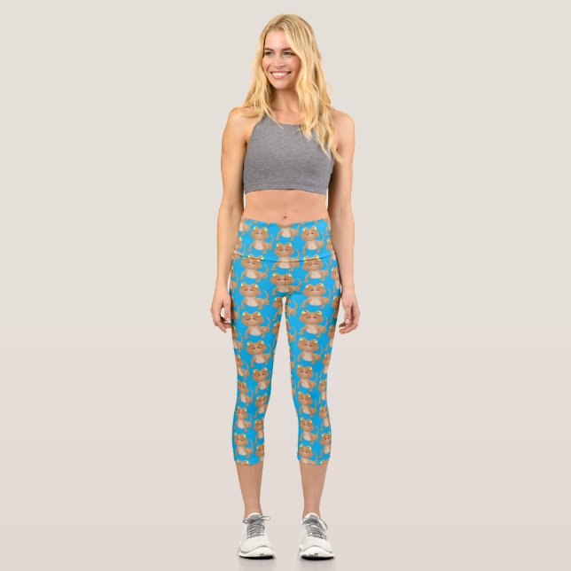 Leggings Capri Caricature de lézard de dragon à barbe (Recto)