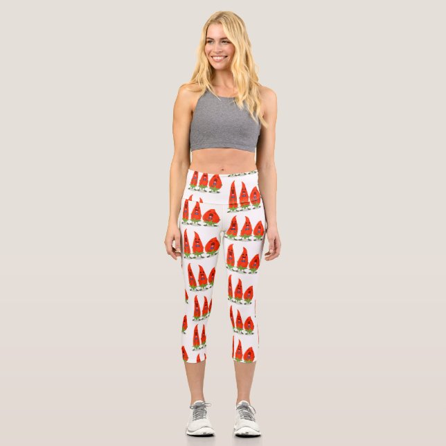 Leggings Capri Caricature de piments chantants mignons (Recto)