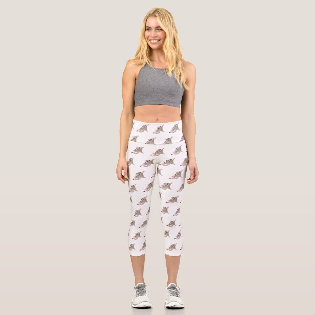 Leggings Capri Caricature de planeur de sucre joyeux (Recto)