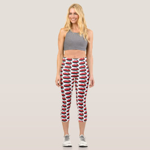 Leggings Capri Caricature d'hovercraft rouge joyeux