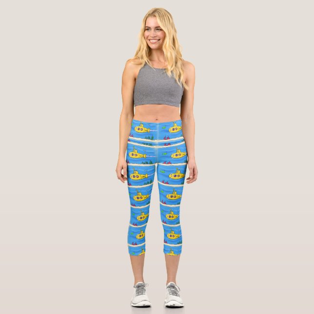 Leggings Capri Caricature sous-marine joyeuse (Recto)